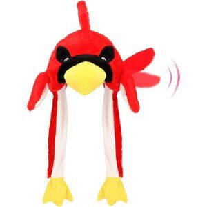 Kids Cardinal Animal Hat with Ears Moving Jumping Pop Up Beating Plush Holiday
